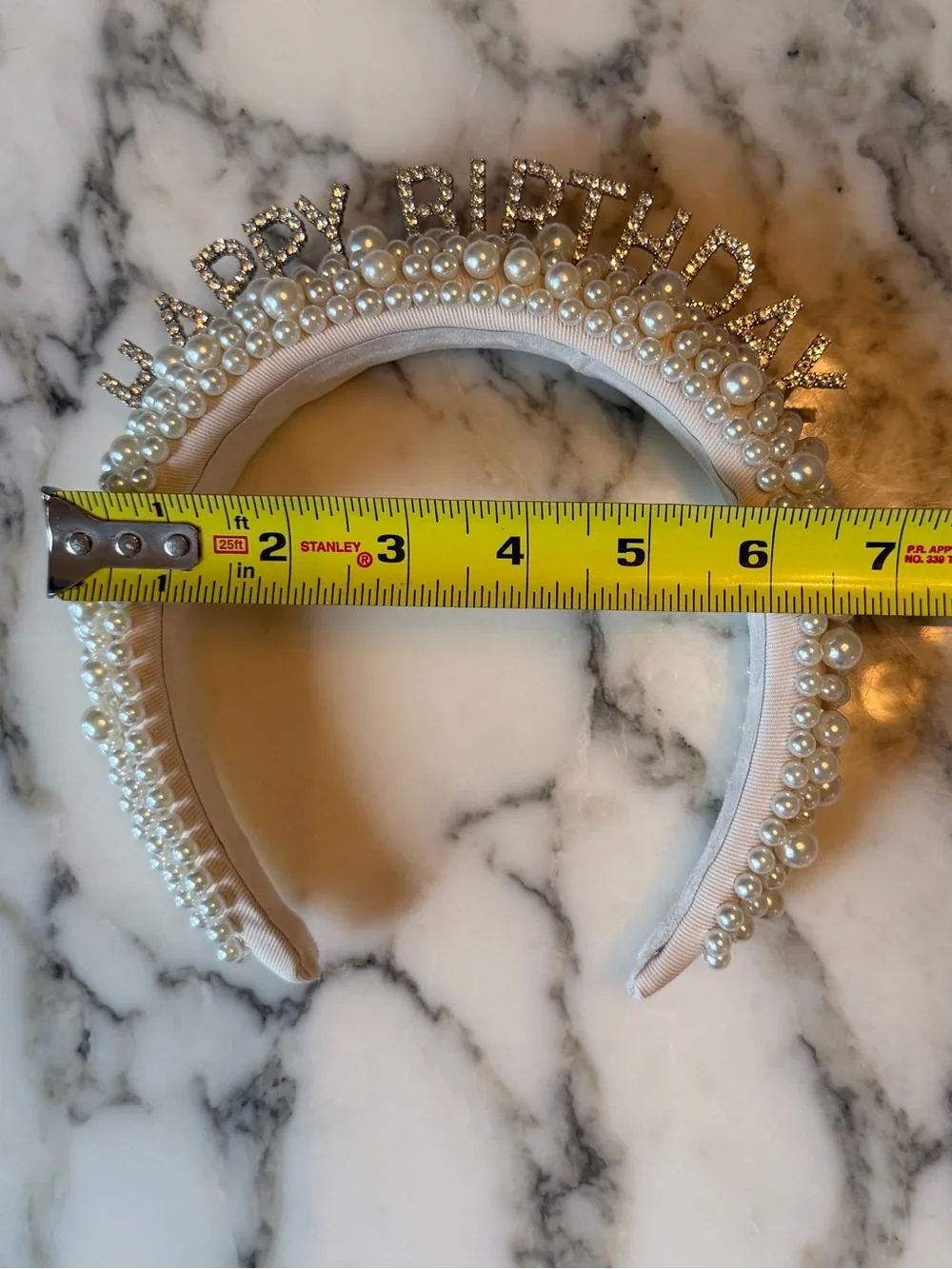 NWT Talking Tables Happy Birthday Pearl Headband Rhinestone Tiara Party Crown